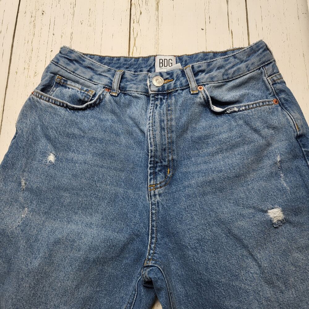 BDG Ripped Distressed Raw Hem Mom Jeans Baggy Stitched Straight Leg High Rise 29 - Picture 3 of 10